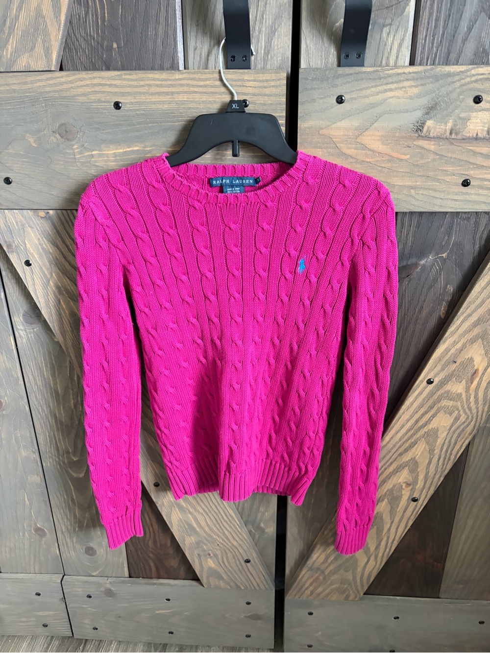 Ralph Lauren Pink Cable-Knit Crewneck Sweater